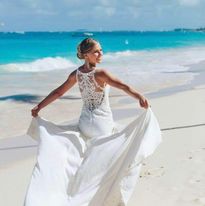 destination wedding dress on the beach