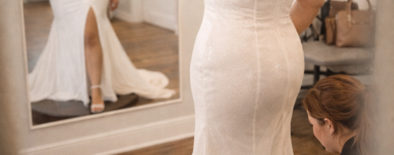 After wedding dress alterations, creating the perfect fit!