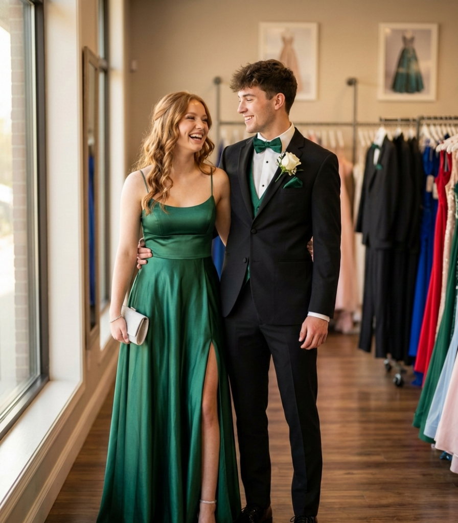 prom tuxedo styles 2026 couple coordinated outfits