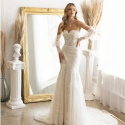 Fitted Strapless Separate Sleeves spotlight bridal wedding dresses