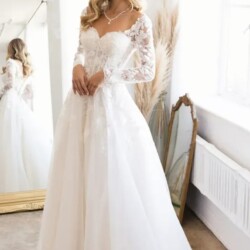 Long Sleeve A-Line spotlight bridal wedding dresses